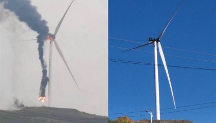 甘肃定西一风力发电机风轮起火,当地村民:冒烟数十分钟后燃烧,已建成投用多年